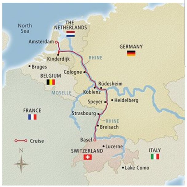 Rhine travel map